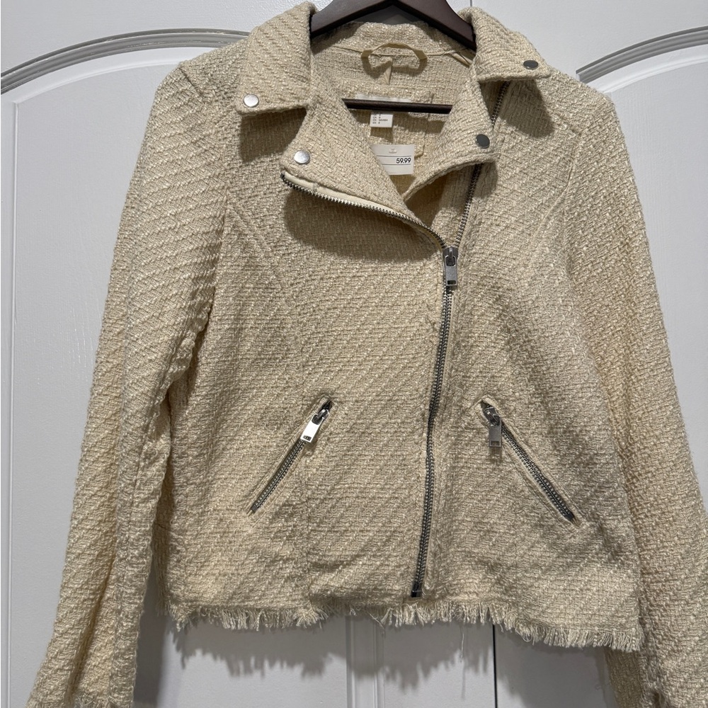 H&M Cream Textured Blazer Jacket